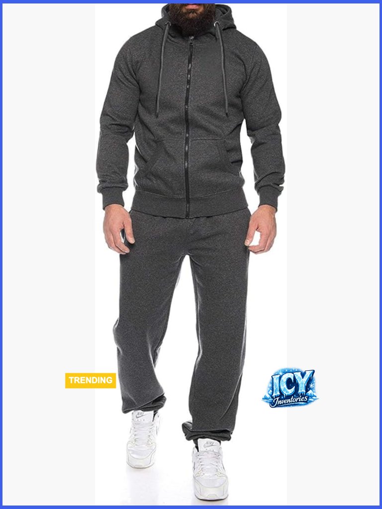 Men's Tracksuit Set Full Zip Hoodie Sweatpants 95% Polyester 5% Spandex